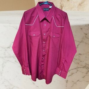 🐎 High Noon Maroon Men's 2XL Pearl Snap Shirt.🔥NWOT